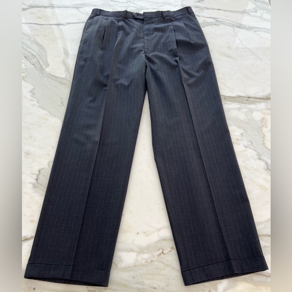 LAUREN RALPH LAUREN GRAY PINSTRIPE MEN'S SUIT 44L - Picture 11 of 17